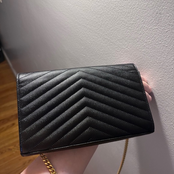 YSL black chevron Cassandra quilted grained calfskin small envelope bag - Picture 16 of 16